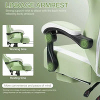 Chaise de jeu massante Hoffree en tissu respirant Chaise de bureau PC ergonomique avec repose-pieds et réglable