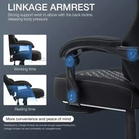 Chaise de jeu massante Hoffree en tissu respirant Chaise de bureau PC ergonomique avec repose-pieds et réglable