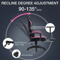 Chaise de jeu massante Hoffree en tissu respirant Chaise de bureau PC ergonomique avec repose-pieds et réglable