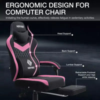 Chaise de jeu massante Hoffree en tissu respirant Chaise de bureau PC ergonomique avec repose-pieds et réglable