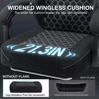 Hoffree Chaise de massage de jeu en tissu respirant Chaise de bureau PC ergonomique avec haut-parleur Bluetooth et repose-pieds