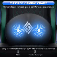 Fauteuil de bureau gaming en cuir Hoffree avec massage, ergonomique, et haut-parleur Bluetooth et repose-pieds
