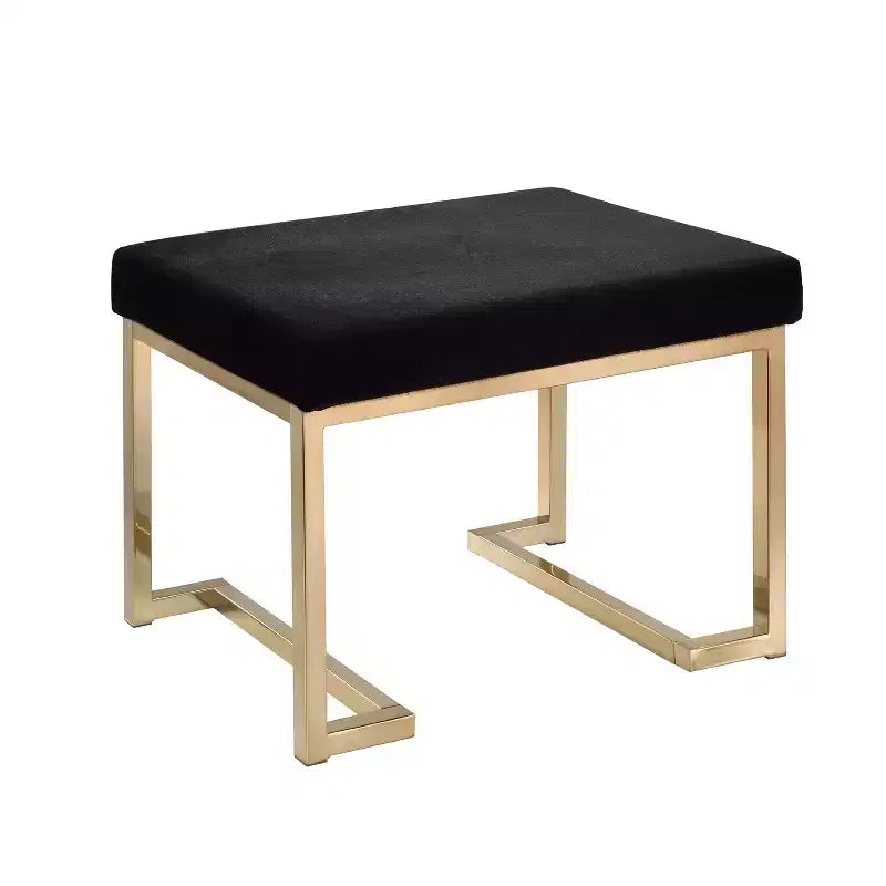 Pouf rembourré Simple Relax avec base en métal, noir et champagne