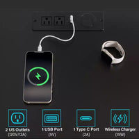 Table de Chevet Moderne Hommpa à LED avec Station de Recharge sans Fil et 2 Tiroirs