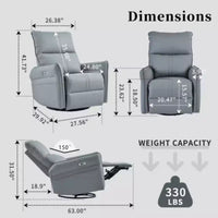 Fauteuil inclinable, pivotant et berçant électrique pour adultes, fauteuil inclinable, pivotant et berçant à 270 degrés, petit fauteuil inclinable électrique adapté aux petits espaces
