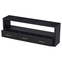 Meuble TV 74 W, console TV, armoire de rangement, centre de divertissement, buffet avec 3 tiroirs et étagère ouverte, marron/noir/gris - Christopher Knight Home