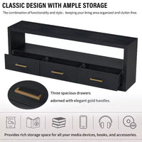 Meuble TV 74 W, console TV, armoire de rangement, centre de divertissement, buffet avec 3 tiroirs et étagère ouverte, marron/noir/gris - Christopher Knight Home