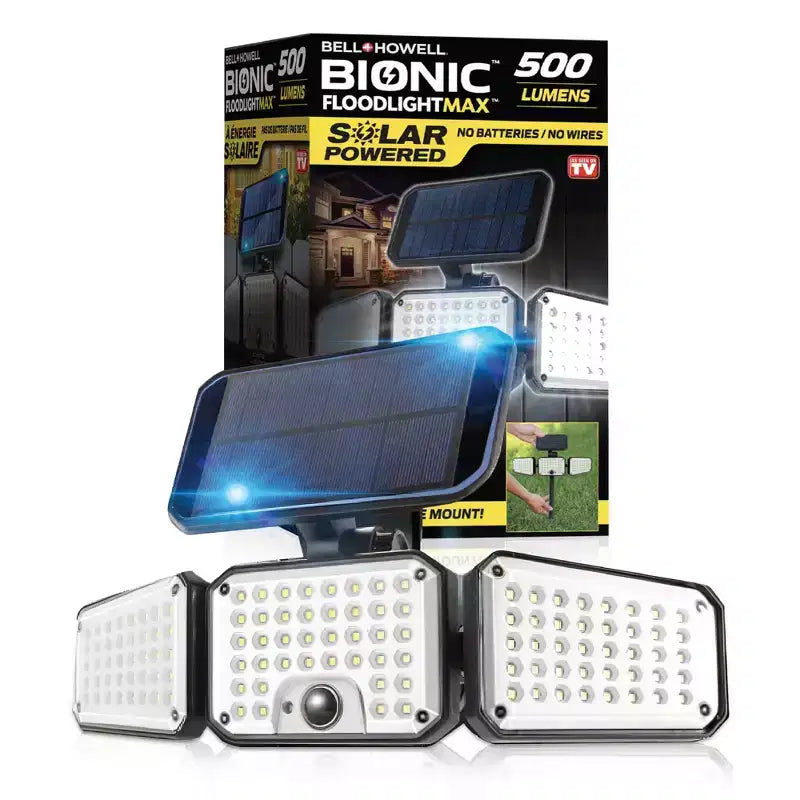 Éclairage solaire Bell and Howell Bionic, projecteur LED extérieur étanche avec détecteur de mouvement