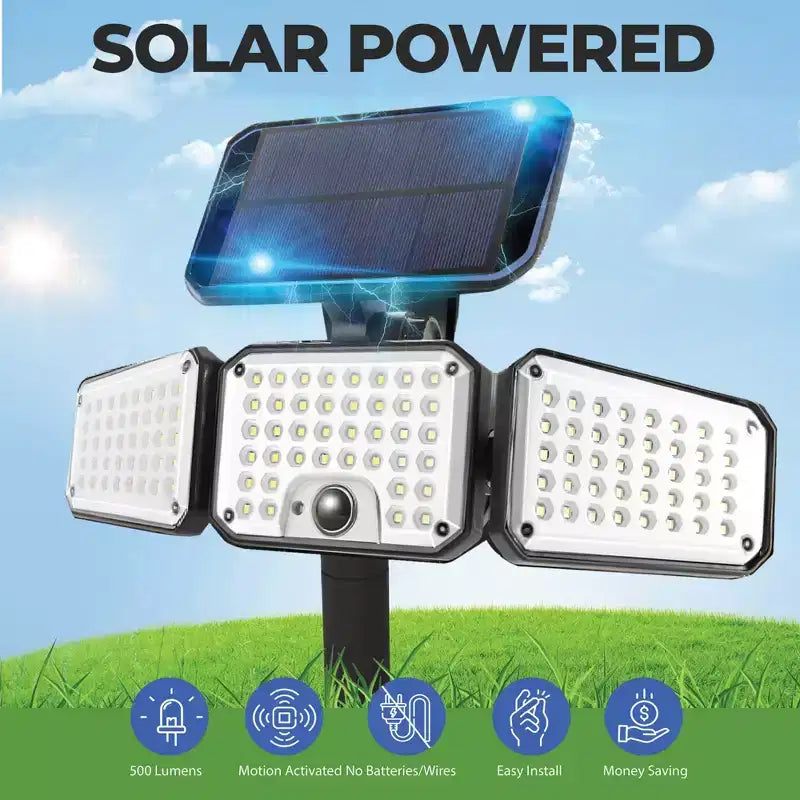 Éclairage solaire Bell and Howell Bionic, projecteur LED extérieur étanche avec détecteur de mouvement