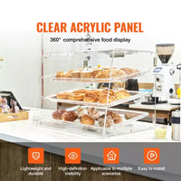 Vitrine à pâtisseries VEVOR, vitrine de boulangerie commerciale à 3 niveaux pour comptoir, boîte de présentation en acrylique avec accès par porte arrière, 52,6 x 36,1 x 41,4 cm