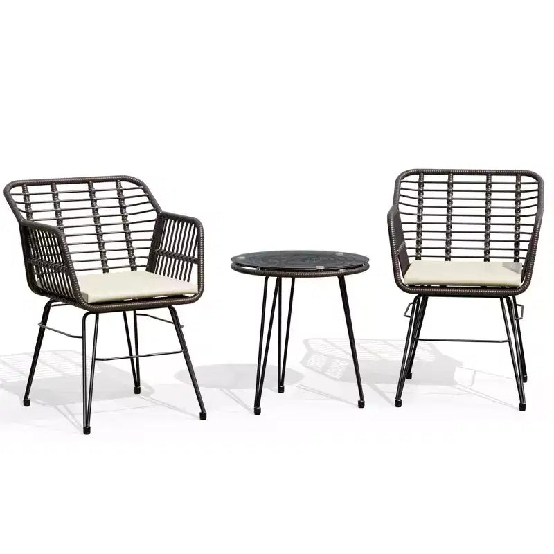 UPTIOT 3 Piece Wicker/rattan Seating Group With Cushions
