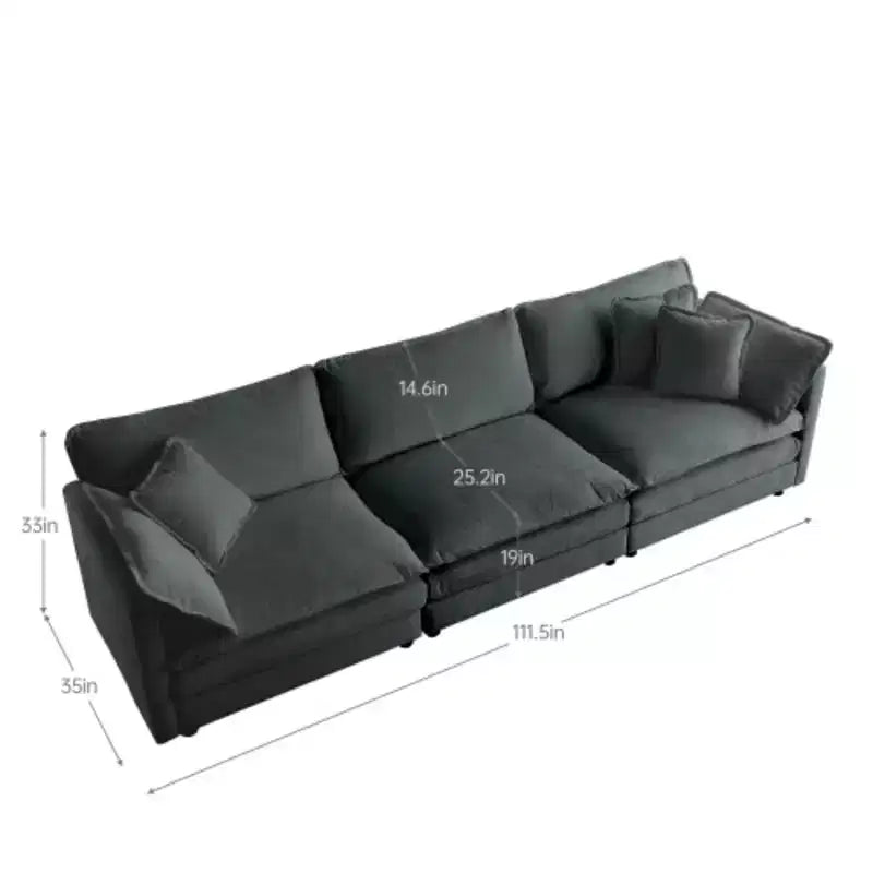 Sectionnel contemporain 3 pièces - Surdimensionné, assises profondes, style moderne