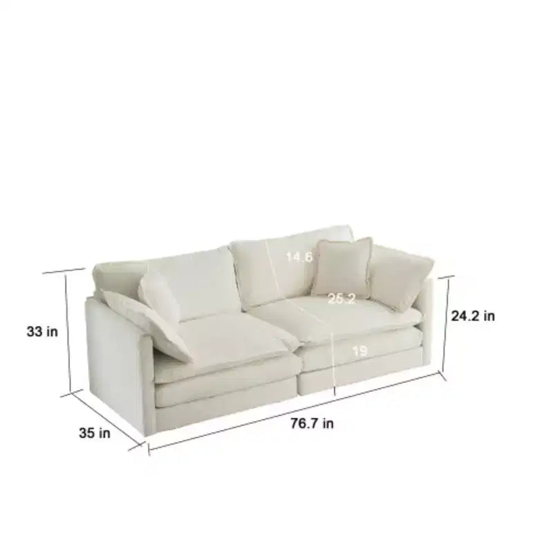 Causeuse en chenille avec pouf et repose-pieds : idéal pour petits espaces