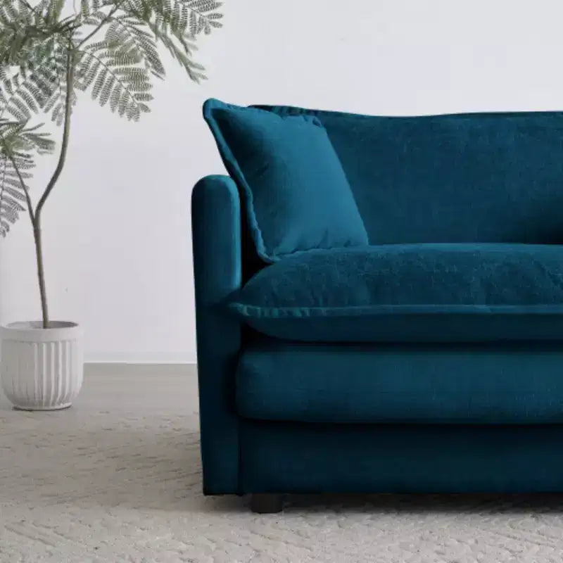 Causeuse en chenille avec pouf et repose-pieds : idéal pour petits espaces