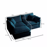 Causeuse en chenille avec pouf et repose-pieds : idéal pour petits espaces