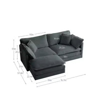 Causeuse en chenille avec pouf et repose-pieds : idéal pour petits espaces