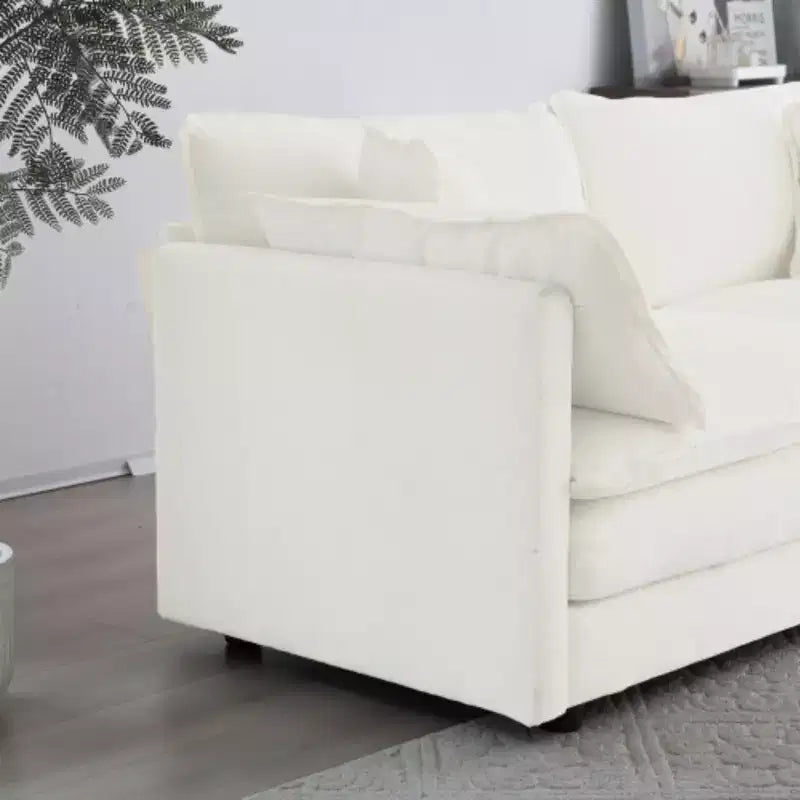 Causeuse en chenille avec pouf et repose-pieds : idéal pour petits espaces
