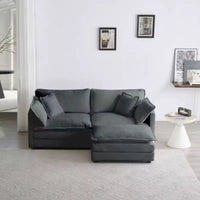 Causeuse en chenille avec pouf et repose-pieds : idéal pour petits espaces