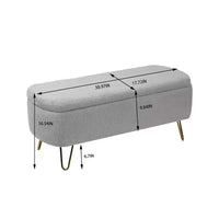 Banc ottoman de rangement moderne Zeus & Ruta avec pieds dorés pour le pied de lit