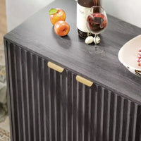 Bahut Homcom à portes cannelées avec rangement, buffet de rangement moderne de 140 cm avec 4 portes, 2 étagères réglables et 5 pieds en bois