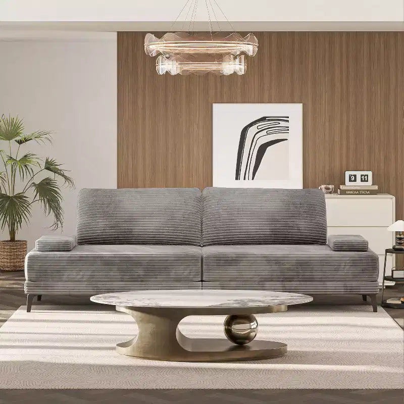 Canapé sectionnel ATJafurn 116 pouces surdimensionné gris en velours côtelé 4 places moderne modulaire sans accoudoirs avec coussins amovibles pour salon