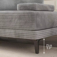 Canapé sectionnel ATJafurn 116 pouces surdimensionné gris en velours côtelé 4 places moderne modulaire sans accoudoirs avec coussins amovibles pour salon