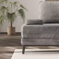 Canapé sectionnel ATJafurn 116 pouces surdimensionné gris en velours côtelé 4 places moderne modulaire sans accoudoirs avec coussins amovibles pour salon