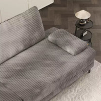 Canapé sectionnel ATJafurn 116 pouces surdimensionné gris en velours côtelé 4 places moderne modulaire sans accoudoirs avec coussins amovibles pour salon