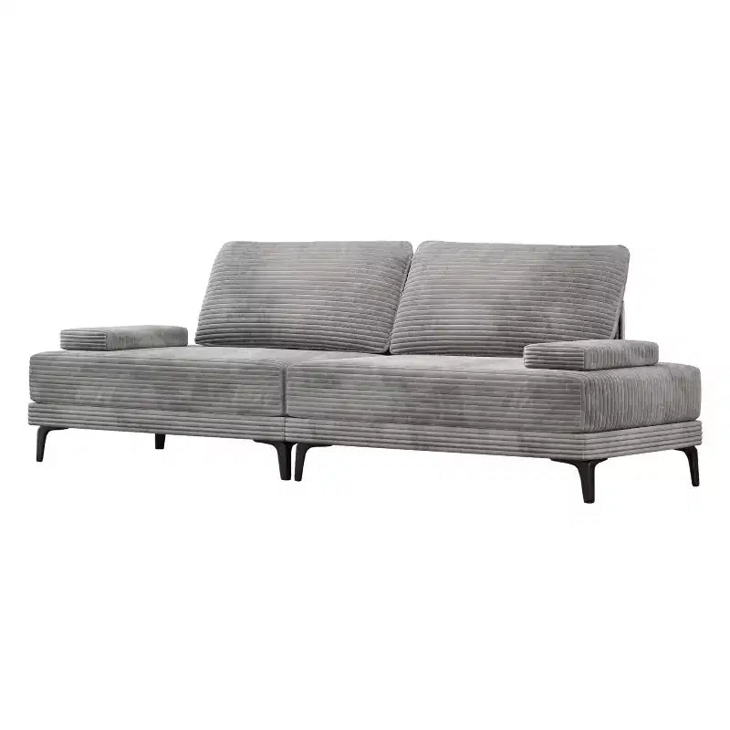 Canapé sectionnel ATJafurn 116 pouces surdimensionné gris en velours côtelé 4 places moderne modulaire sans accoudoirs avec coussins amovibles pour salon