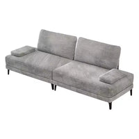 Canapé sectionnel ATJafurn 116 pouces surdimensionné gris en velours côtelé 4 places moderne modulaire sans accoudoirs avec coussins amovibles pour salon