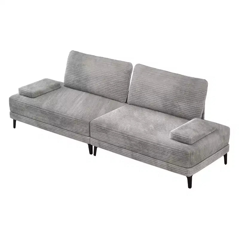 Canapé sectionnel ATJafurn 116 pouces surdimensionné gris en velours côtelé 4 places moderne modulaire sans accoudoirs avec coussins amovibles pour salon