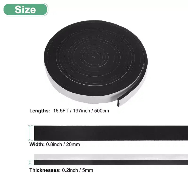 Bande de joint auto-adhésive haute température Unique Bargains, résistante à la chaleur pour barbecue, joint de grille, noir et blanc, 1 pièce, 0,8 x 0,2, 16,5 pieds