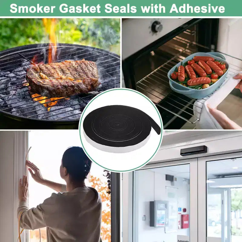 Bande de joint auto-adhésive haute température Unique Bargains, résistante à la chaleur pour barbecue, joint de grille, noir et blanc, 1 pièce, 0,8 x 0,2, 16,5 pieds