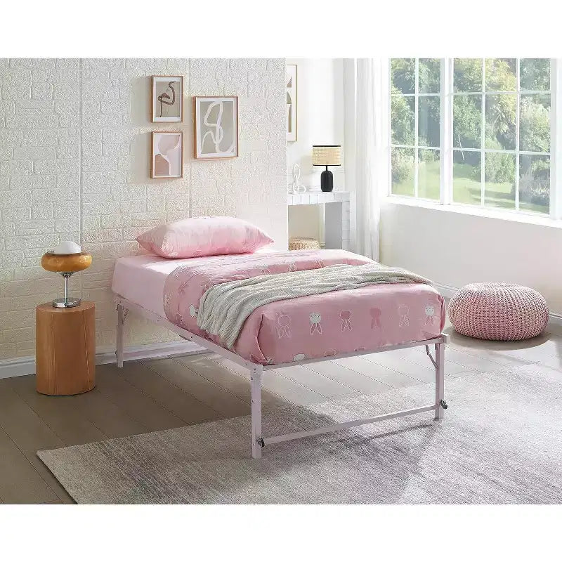 Cadre de lit gigogne escamotable en métal taille double avec roulettes de Kings Brand Furniture – Solution compacte robuste et élégante