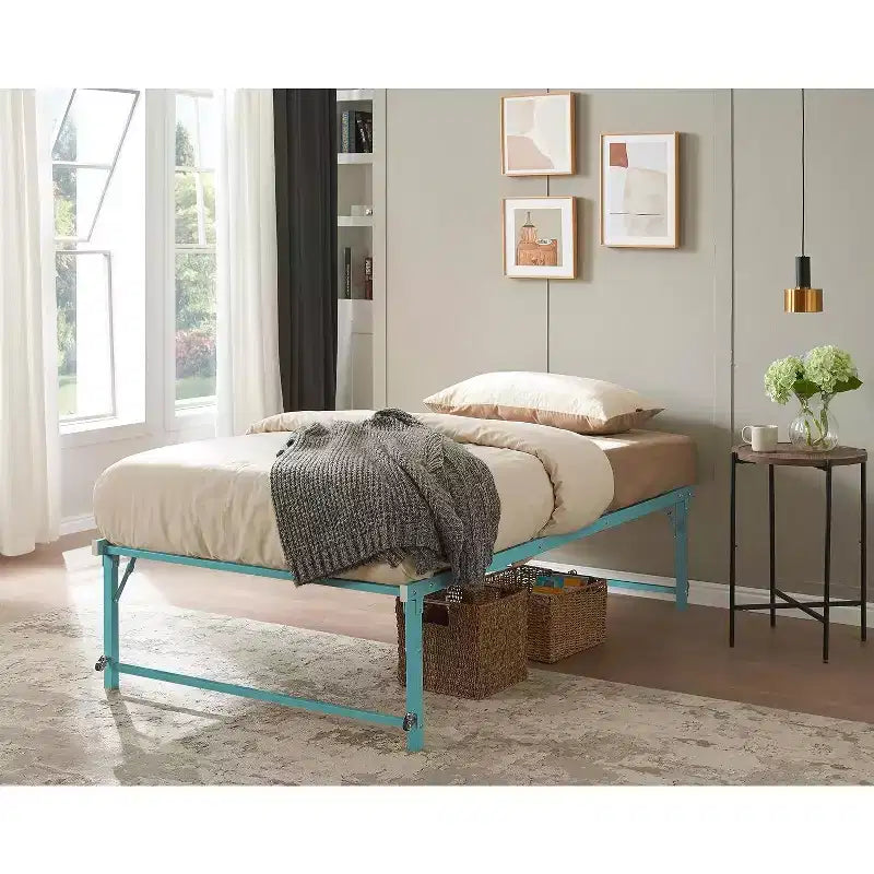 Cadre de lit gigogne escamotable en métal taille double avec roulettes de Kings Brand Furniture – Solution compacte robuste et élégante