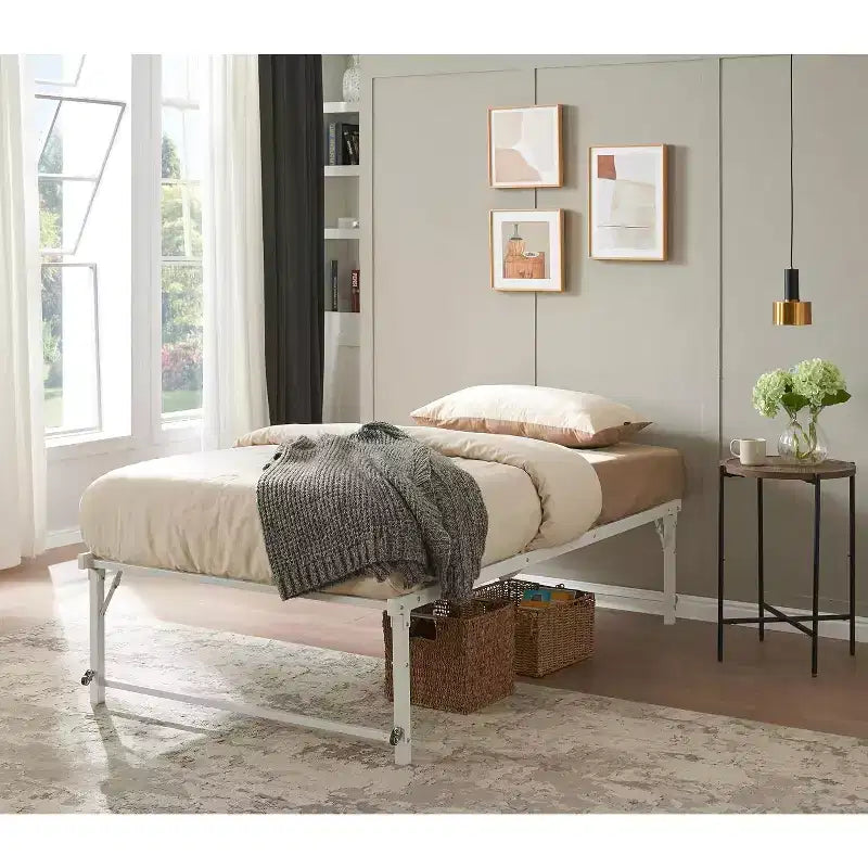 Cadre de lit gigogne escamotable en métal taille double avec roulettes de Kings Brand Furniture – Solution compacte robuste et élégante