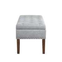 GDFStudio Peter Pouf capitonné en velours de 122 cm avec clous et pieds en bois