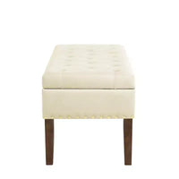 GDFStudio Peter Pouf capitonné en velours de 122 cm avec clous et pieds en bois