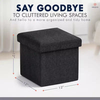 Ornavo Home Pouf de rangement pliable carré de 30,5 cm