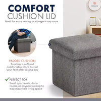 Ornavo Home Pouf de rangement pliable carré de 30,5 cm