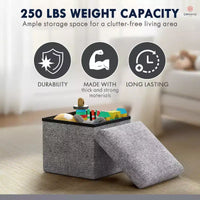 Ornavo Home Pouf de rangement pliable carré de 30,5 cm