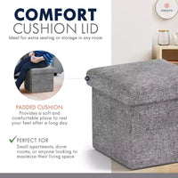 Ornavo Home Pouf de rangement pliable carré de 30,5 cm