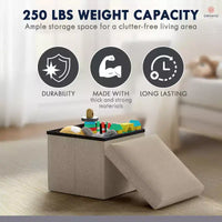 Ornavo Home Pouf de rangement pliable carré de 30,5 cm