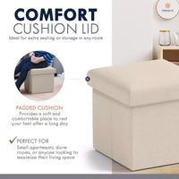 Ornavo Home Pouf de rangement pliable carré de 30,5 cm