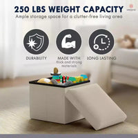 Ornavo Home Pouf de rangement pliable carré de 30,5 cm