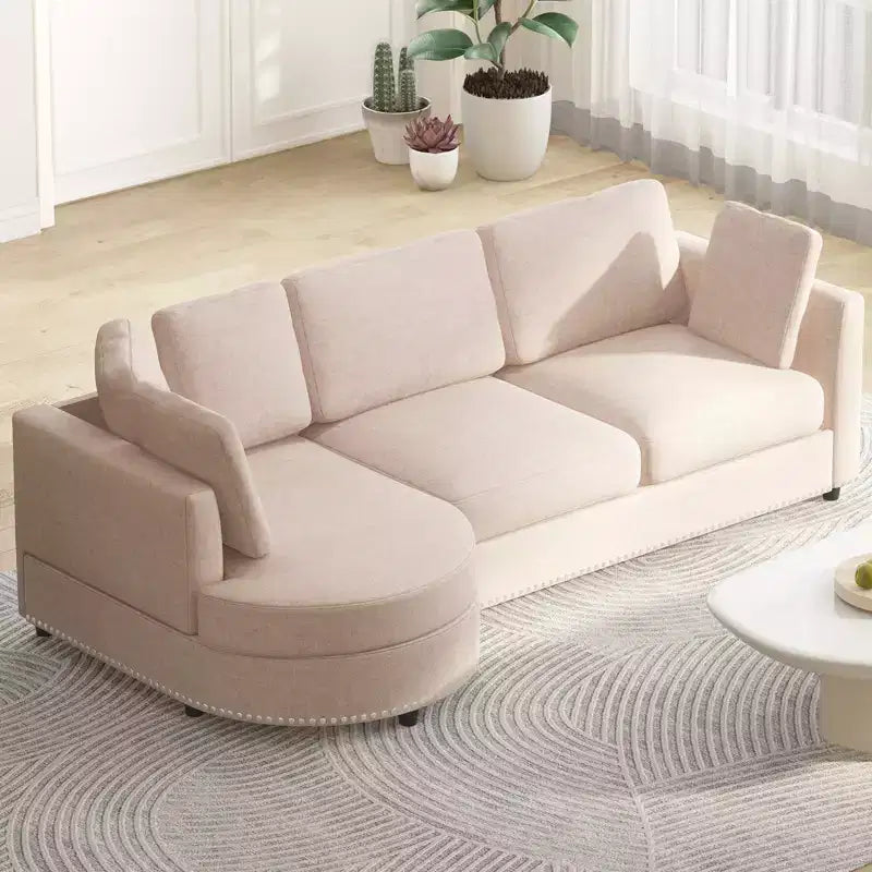 Canapé Mjkone Cloud, Petit Canapé Moderne de Salon Minimaliste, Canapé d'Angle en L avec Méridienne