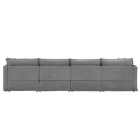 Whisen Canapé sectionnel modulaire 6 places 125,5 avec pouf mobile Tissu chenille siège large Combinaison libre pour salon appartement