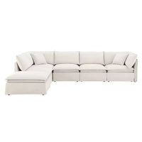 Whisen Canapé sectionnel modulaire 6 places 125,5 avec pouf mobile Tissu chenille siège large Combinaison libre pour salon appartement
