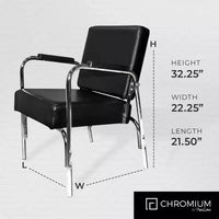 PureSana Chromium Ella Fauteuil de coiffure inclinable en vinyle, Fauteuil de séchoir professionnel Anastasia en vinyle, Noir