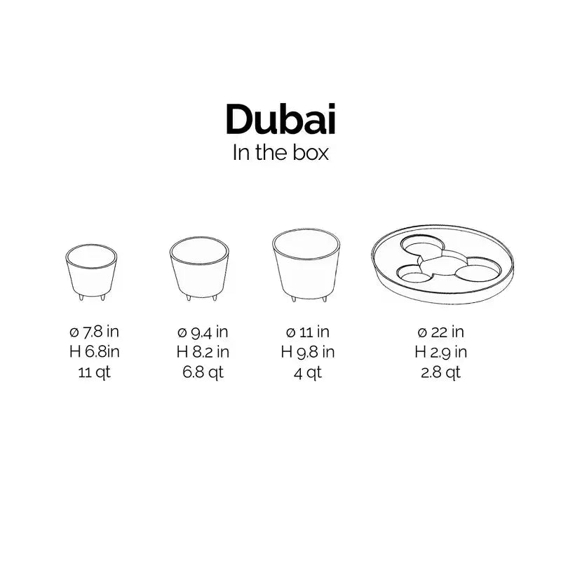 Ecopots Dubai Pot de fleurs rond moderne et durable à arrosage automatique pour intérieur/extérieur en composite recyclé avec roulettes et soucoupe, taupe, 22